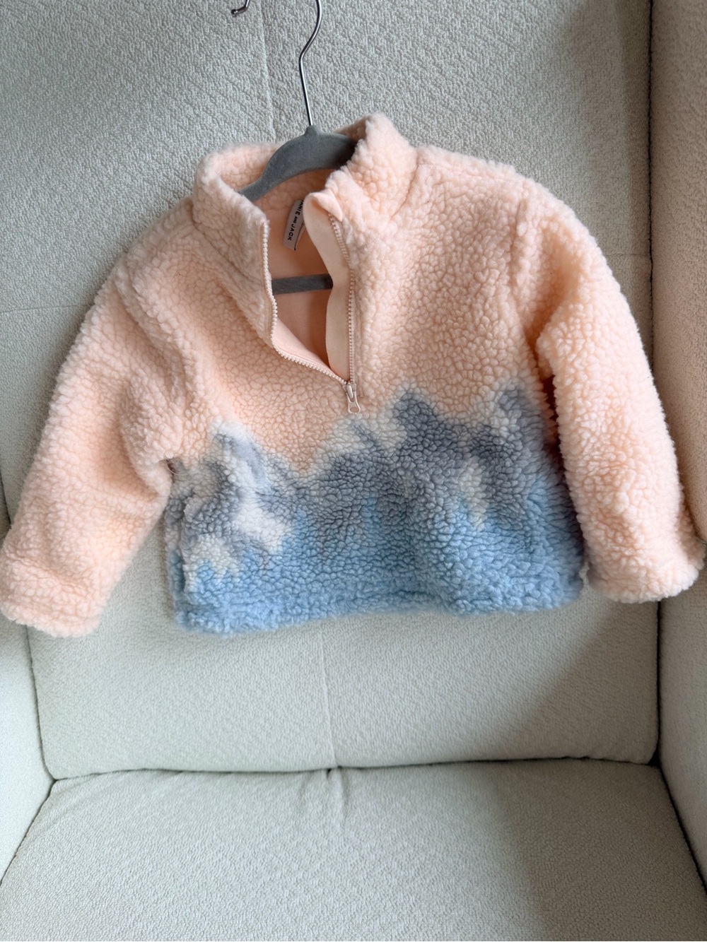 Janie & Jack Cozy Sherpa Half-Zip Pullover - Peach & Light Blue